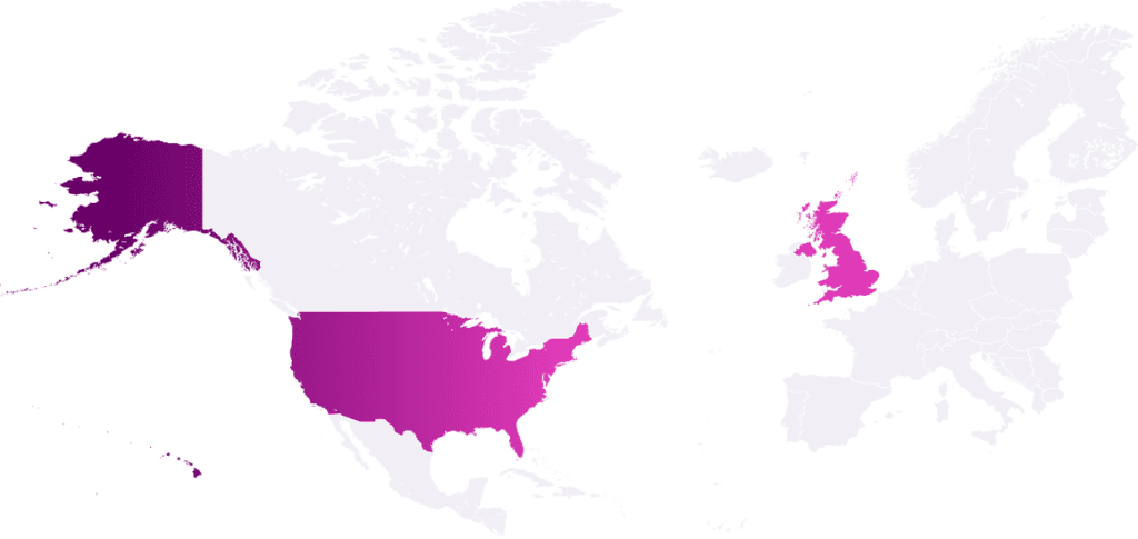 map of the world with gas mark 8's locations highlighted in pink