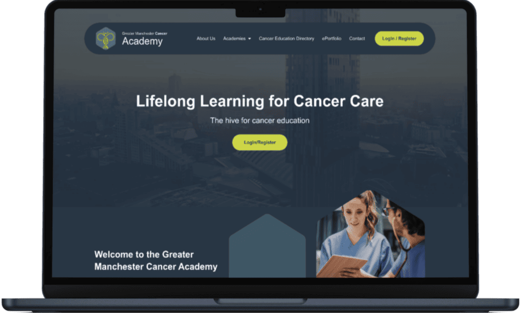 greater manchester cancer academy website mockup