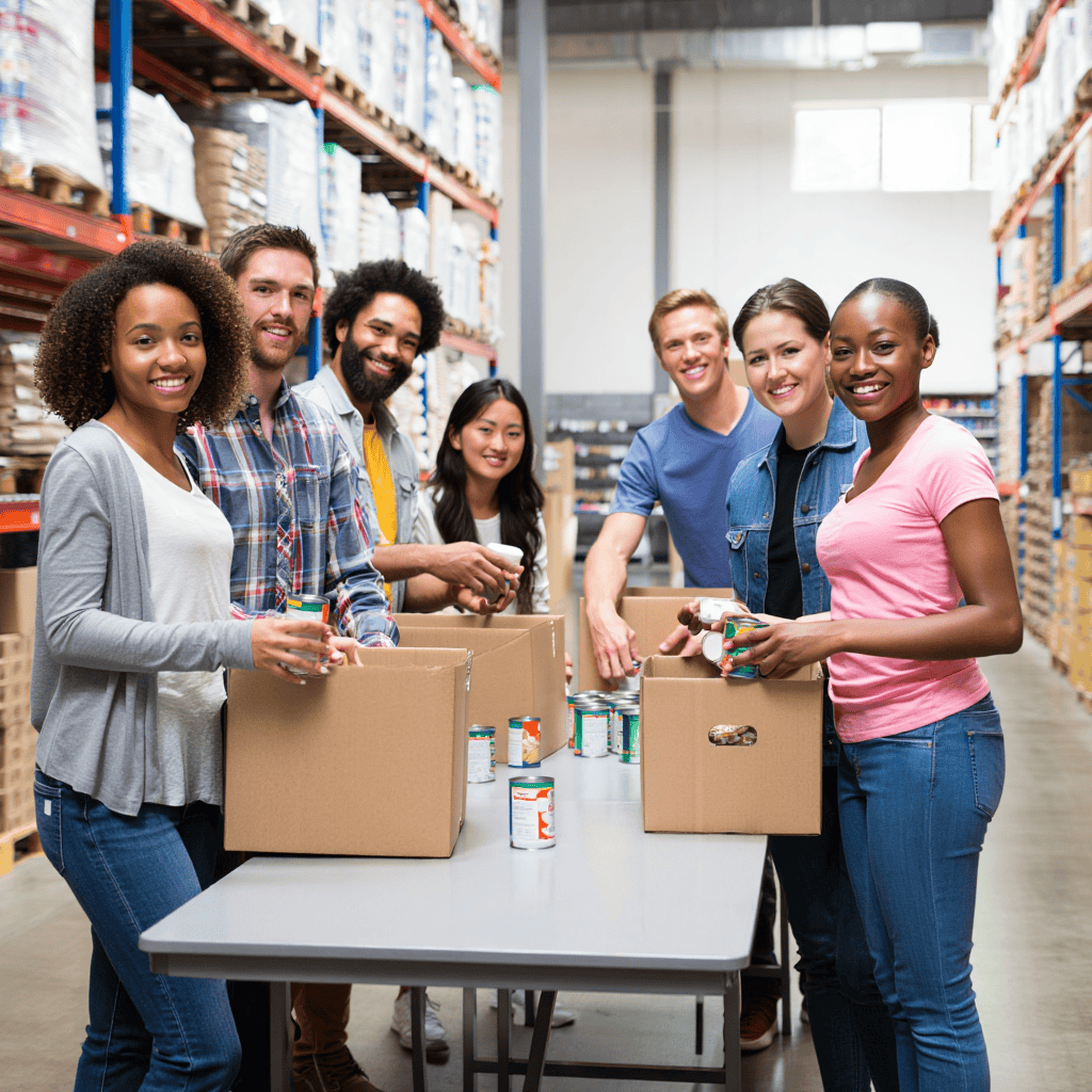 A group of people volunteering together