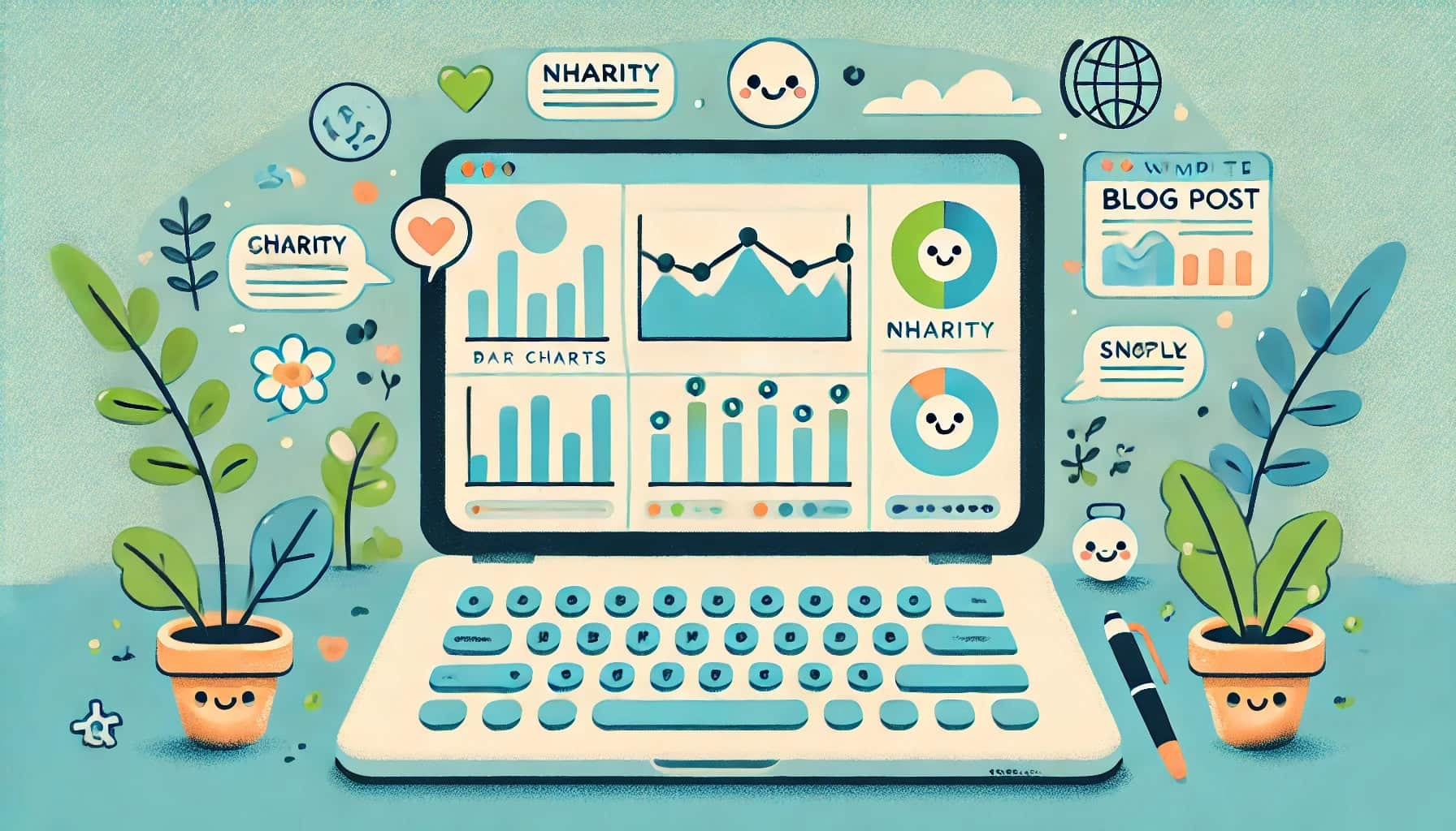 Laptop showing some example nonprofit website analytics